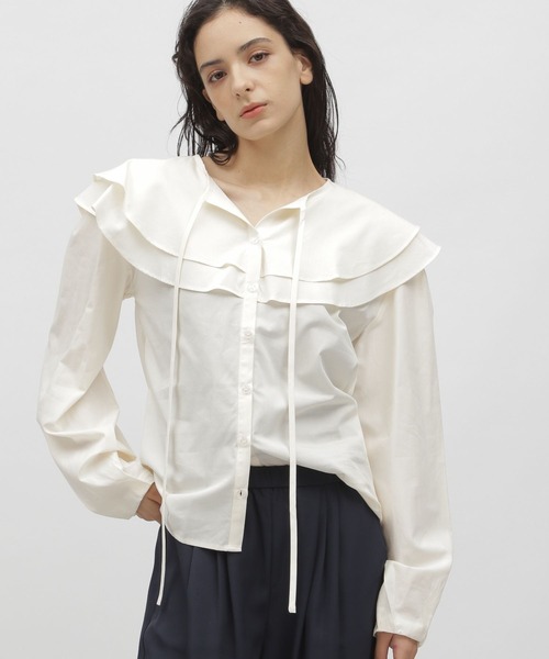 LAKOLE（ラコレ）の「フェミニンカラーブラウス / 166802（シャツ/ブラウス・レディース・オフホワイト/ブラック/ライラック・MEDIUM/SMALL）」の2枚目の写真