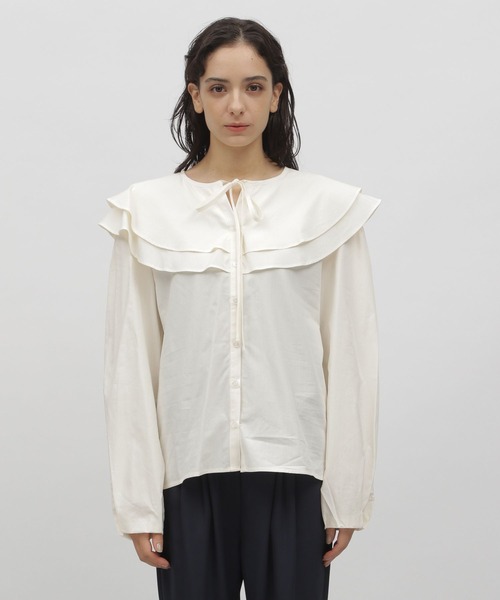 LAKOLE（ラコレ）の「フェミニンカラーブラウス / 166802（シャツ/ブラウス・レディース・オフホワイト/ブラック/ライラック・MEDIUM/SMALL）」の7枚目の写真