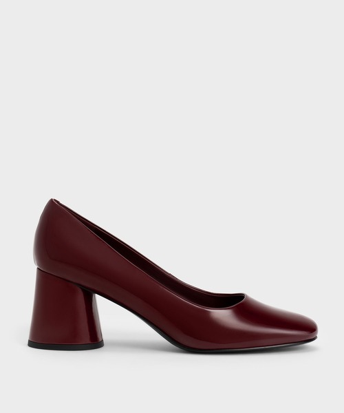 CHARLES & KEITH(チャールズ & キース)の「シリンダーヒール パンプス(パンプス・レディース・バーガンディー/ブラック/ブラック系その他2・22.5cm/23cm/23.5cm/24.5cm/25cm/25.5cm)」の1枚目の写真