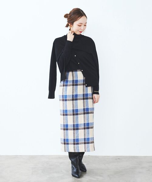 le.coeur blanc（ルクールブラン）の「ウールブレンドチェックストレートスカート（スカート・レディース・グレー系その他/ベージュ系その他2・36/38）」の6枚目の写真