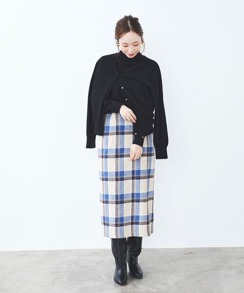 le.coeur blanc（ルクールブラン）の「ウールブレンドチェックストレートスカート（スカート・レディース・グレー系その他/ベージュ系その他2・36/38）」の7枚目の写真