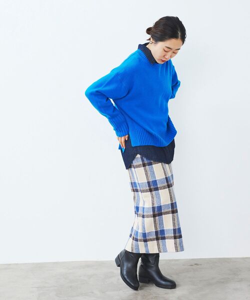 le.coeur blanc（ルクールブラン）の「ウールブレンドチェックストレートスカート（スカート・レディース・グレー系その他/ベージュ系その他2・36/38）」の12枚目の写真