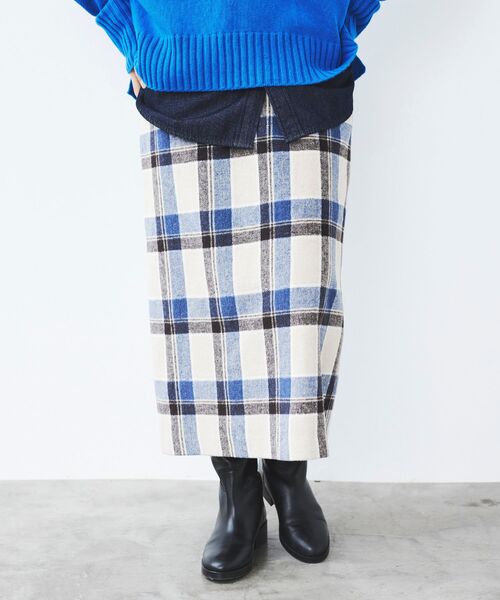 le.coeur blanc（ルクールブラン）の「ウールブレンドチェックストレートスカート（スカート・レディース・グレー系その他/ベージュ系その他2・36/38）」の14枚目の写真