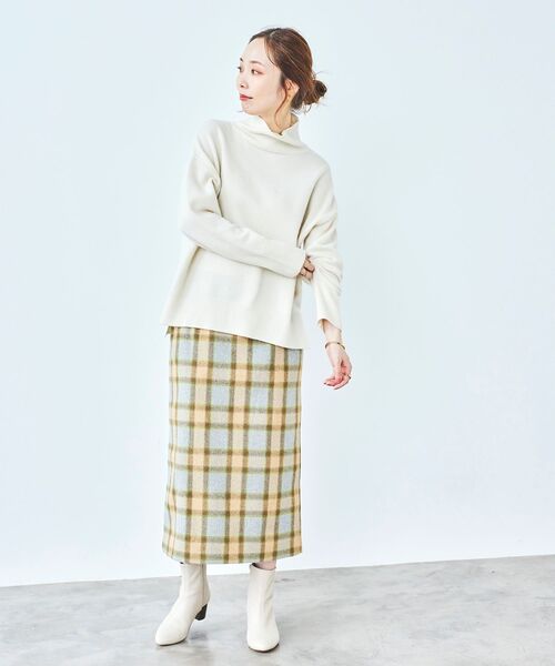 le.coeur blanc（ルクールブラン）の「ウールブレンドチェックストレートスカート（スカート・レディース・グレー系その他/ベージュ系その他2・36/38）」の21枚目の写真