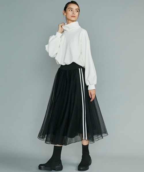 ESSENTIAL（エッセンシャル）の「サイドラインチュールフレアスカート（スカート・レディース・ブラック・36/38）」の10枚目の写真