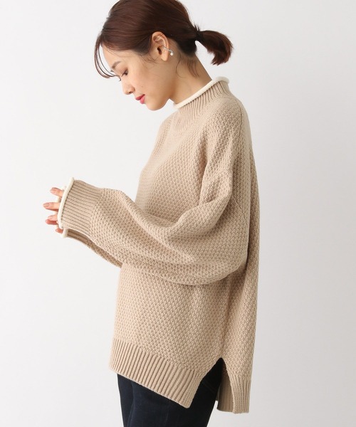 GLOBAL WORK（グローバルワーク）の「カノコロールネックニットプルオーバー/295864（ニット/セーター・レディース・ベージュ/オフホワイト/ブラック/オレンジ/サックスブルー・LARGE/MEDIUM）」の22枚目の写真