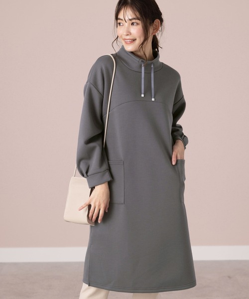 BELLUNA PLUS(ベルーナ)の「上品見えとろみ素材切替チュニック(ワンピース・レディース・ターコイズブルー/オリーブ/オレンジ/チャコール・LARGE/X-LARGE/MEDIUM)」の1枚目の写真