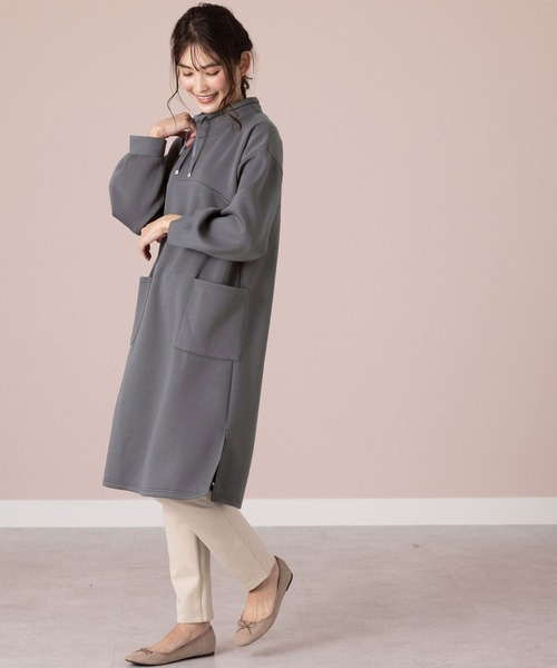 BELLUNA PLUS(ベルーナ)の「上品見えとろみ素材切替チュニック(ワンピース・レディース・ターコイズブルー/オリーブ/オレンジ/チャコール・LARGE/X-LARGE/MEDIUM)」の11枚目の写真