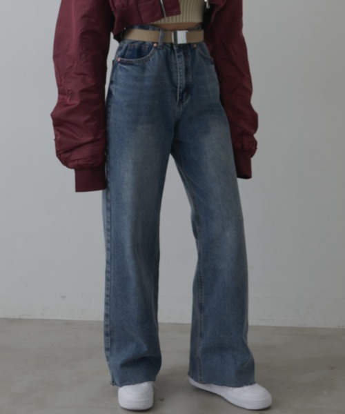 FIG&VIPER（フィグアンドバイパー）の「ルーズカットオフストレートデニム（デニムパンツ・レディース・ライトブルー/ブルー・S/M/L）」の9枚目の写真