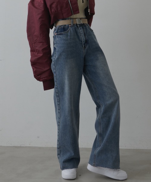 FIG&VIPER（フィグアンドバイパー）の「ルーズカットオフストレートデニム（デニムパンツ・レディース・ライトブルー/ブルー・S/M/L）」の8枚目の写真