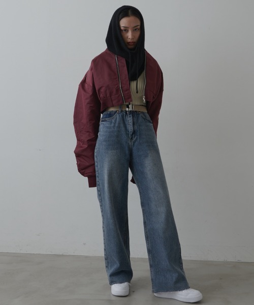 FIG&VIPER（フィグアンドバイパー）の「ルーズカットオフストレートデニム（デニムパンツ・レディース・ライトブルー/ブルー・S/M/L）」の14枚目の写真