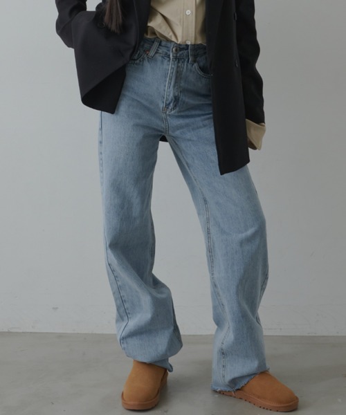 FIG&VIPER（フィグアンドバイパー）の「ルーズカットオフストレートデニム（デニムパンツ・レディース・ライトブルー/ブルー・S/M/L）」の5枚目の写真