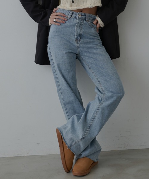 FIG&VIPER（フィグアンドバイパー）の「ルーズカットオフストレートデニム（デニムパンツ・レディース・ライトブルー/ブルー・S/M/L）」の3枚目の写真