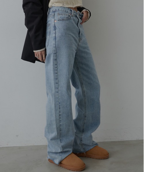FIG&VIPER（フィグアンドバイパー）の「ルーズカットオフストレートデニム（デニムパンツ・レディース・ライトブルー/ブルー・S/M/L）」の6枚目の写真