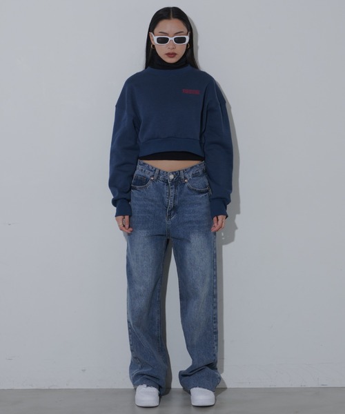 FIG&VIPER（フィグアンドバイパー）の「ルーズカットオフストレートデニム（デニムパンツ・レディース・ライトブルー/ブルー・S/M/L）」の15枚目の写真