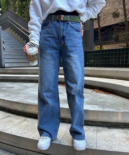 FIG&VIPER（フィグアンドバイパー）の「ルーズカットオフストレートデニム（デニムパンツ・レディース・ライトブルー/ブルー・S/M/L）」の16枚目の写真