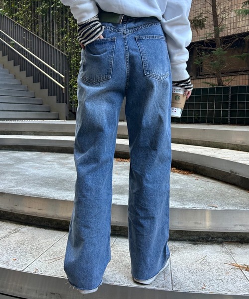 FIG&VIPER（フィグアンドバイパー）の「ルーズカットオフストレートデニム（デニムパンツ・レディース・ライトブルー/ブルー・S/M/L）」の22枚目の写真