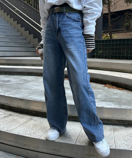 FIG&VIPER（フィグアンドバイパー）の「ルーズカットオフストレートデニム（デニムパンツ・レディース・ライトブルー/ブルー・S/M/L）」の19枚目の写真