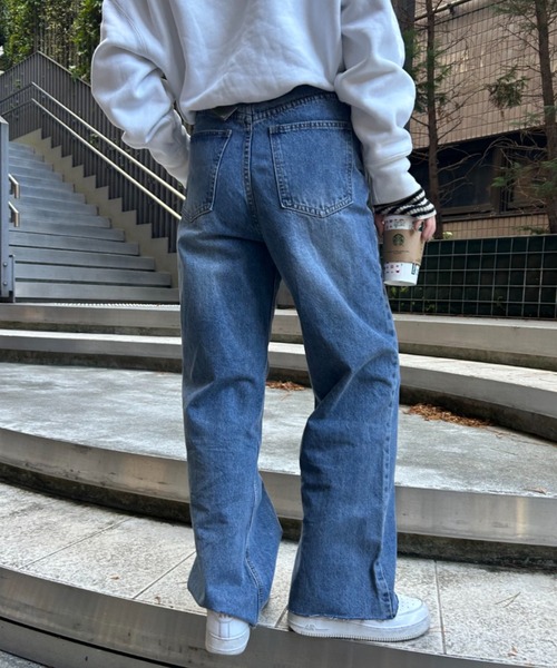 FIG&VIPER（フィグアンドバイパー）の「ルーズカットオフストレートデニム（デニムパンツ・レディース・ライトブルー/ブルー・S/M/L）」の21枚目の写真