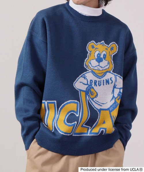 UCLA（ユーシーエルエー）の「UCLA ベアー柄オーバーサイズクルーニット（ニット/セーター・メンズ・アイボリー/ブルー/ネイビー/グリーン・L/M）」の4枚目の写真