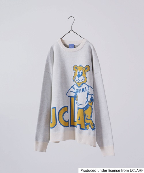 UCLA（ユーシーエルエー）の「UCLA ベアー柄オーバーサイズクルーニット（ニット/セーター・メンズ・アイボリー/ブルー/ネイビー/グリーン・L/M）」の5枚目の写真