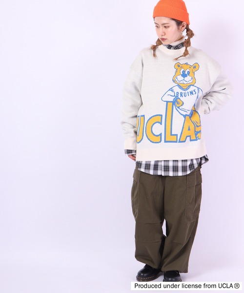 UCLA（ユーシーエルエー）の「UCLA ベアー柄オーバーサイズクルーニット（ニット/セーター・メンズ・アイボリー/ブルー/ネイビー/グリーン・L/M）」の14枚目の写真