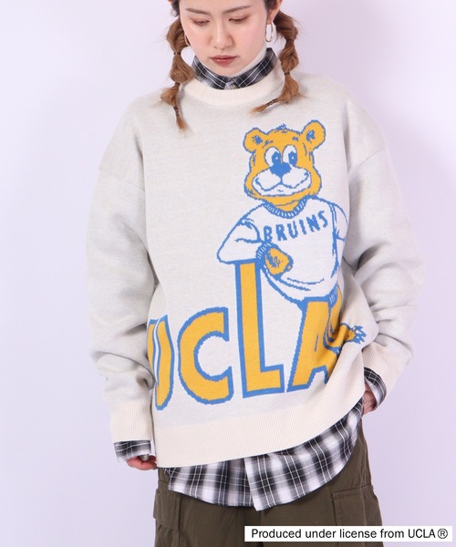 UCLA（ユーシーエルエー）の「UCLA ベアー柄オーバーサイズクルーニット（ニット/セーター・メンズ・アイボリー/ブルー/ネイビー/グリーン・L/M）」の18枚目の写真