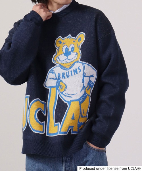 UCLA（ユーシーエルエー）の「UCLA ベアー柄オーバーサイズクルーニット（ニット/セーター・メンズ・アイボリー/ブルー/ネイビー/グリーン・L/M）」の19枚目の写真