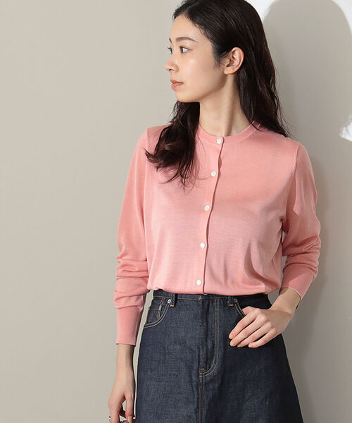 Demi-Luxe BEAMS シルク カーディガン ピンク