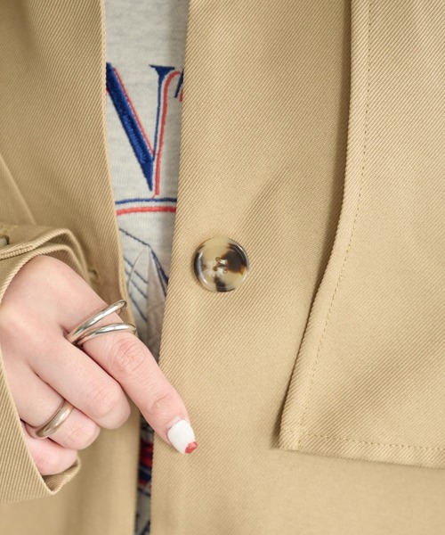 DISCOAT(ディスコート)の「【2WAY】カラーボリュームスリーブコート(トレンチコート・レディース・ベージュ/カーキ/オレンジ/グレイッシュベージュ・FREE)」の6枚目の写真