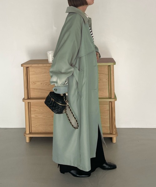 DISCOAT(ディスコート)の「【2WAY】カラーボリュームスリーブコート(トレンチコート・レディース・ベージュ/カーキ/オレンジ/グレイッシュベージュ・FREE)」の8枚目の写真