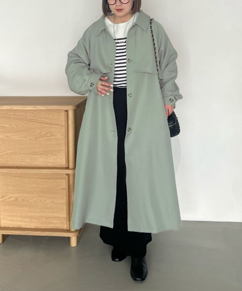 DISCOAT(ディスコート)の「【2WAY】カラーボリュームスリーブコート(トレンチコート・レディース・ベージュ/カーキ/オレンジ/グレイッシュベージュ・FREE)」の17枚目の写真