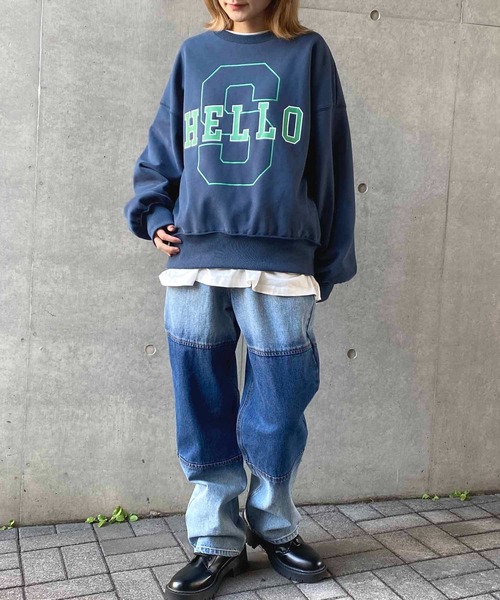 NANEA（ナネア）の「裏起毛ロゴプリントスウェットトレーナー（スウェット・レディース・ネイビー系/イエロー系/オートミール・ONE SIZE]）」の8枚目の写真