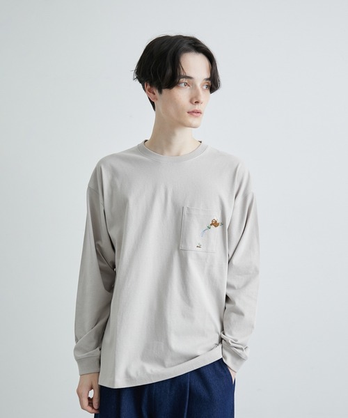 JUNRED(ジュンレッド)の「エシカルモチーフロングスリーブTシャツ(Tシャツ/カットソー・メンズ・ホワイト/ピンク/ベージュ・M/L/LL)」の3枚目の写真