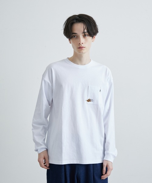 JUNRED(ジュンレッド)の「エシカルモチーフロングスリーブTシャツ(Tシャツ/カットソー・メンズ・ホワイト/ピンク/ベージュ・M/L/LL)」の4枚目の写真