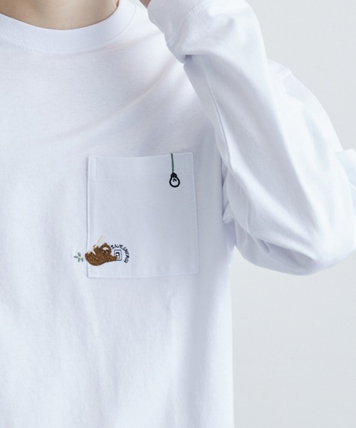 JUNRED(ジュンレッド)の「エシカルモチーフロングスリーブTシャツ(Tシャツ/カットソー・メンズ・ホワイト/ピンク/ベージュ・M/L/LL)」の5枚目の写真