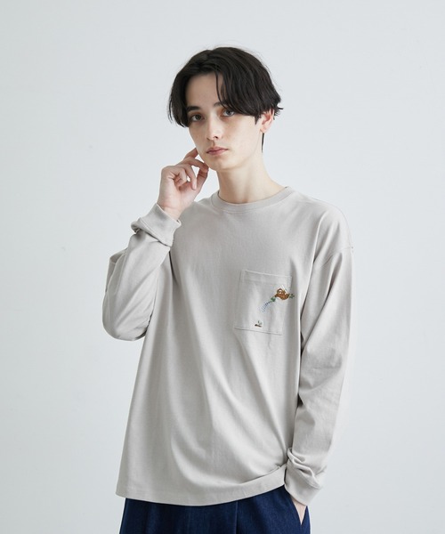 JUNRED(ジュンレッド)の「エシカルモチーフロングスリーブTシャツ(Tシャツ/カットソー・メンズ・ホワイト/ピンク/ベージュ・M/L/LL)」の6枚目の写真