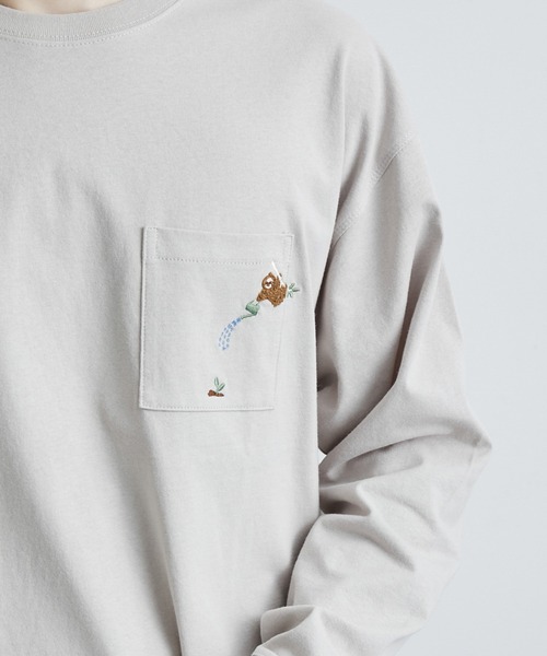 JUNRED(ジュンレッド)の「エシカルモチーフロングスリーブTシャツ(Tシャツ/カットソー・メンズ・ホワイト/ピンク/ベージュ・M/L/LL)」の7枚目の写真