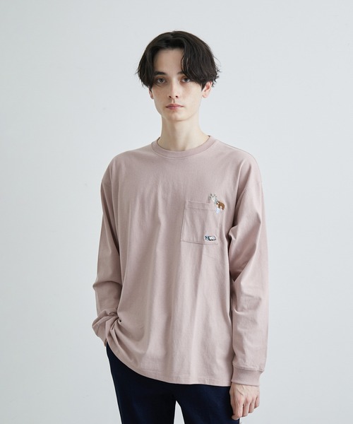 JUNRED(ジュンレッド)の「エシカルモチーフロングスリーブTシャツ(Tシャツ/カットソー・メンズ・ホワイト/ピンク/ベージュ・M/L/LL)」の8枚目の写真