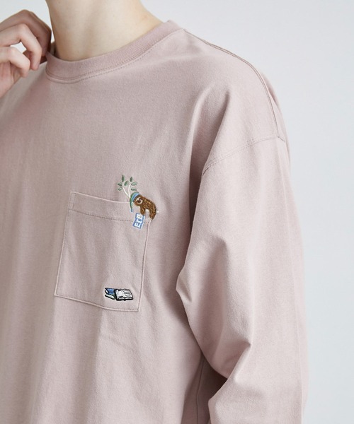 JUNRED(ジュンレッド)の「エシカルモチーフロングスリーブTシャツ(Tシャツ/カットソー・メンズ・ホワイト/ピンク/ベージュ・M/L/LL)」の9枚目の写真