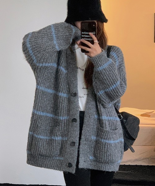 Vipoa（ヴィポア）の「オーバーサイズ配色ストライプニット