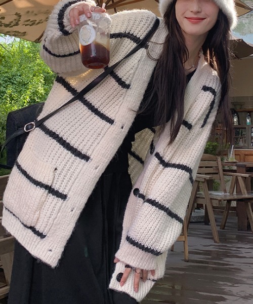 Vipoa（ヴィポア）の「オーバーサイズ配色ストライプニット