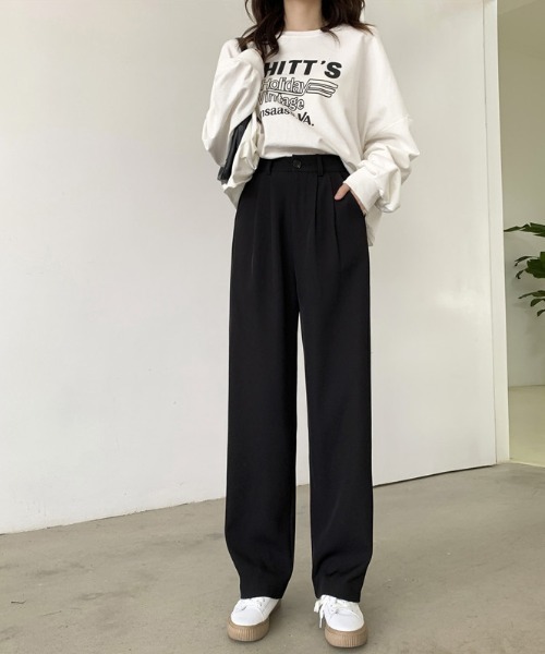 PIN(ピン)の「WタックワイドスラックスPT(スラックス・レディース・ブラック/ダークグレー/カーキ・XL/L/M)」の6枚目の写真