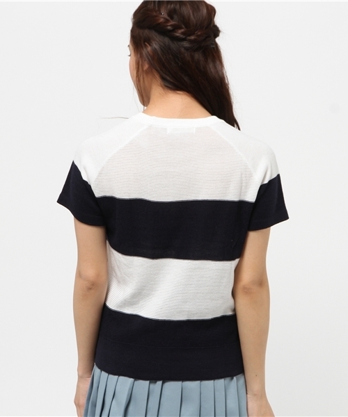 OUTLET（アウトレット）の「【CIAOPANIC TYPY】コットンアクリルニットボーダー半袖P/O（ニット/セーター・レディース・ホワイト/イエロー・FREE）」の5枚目の写真