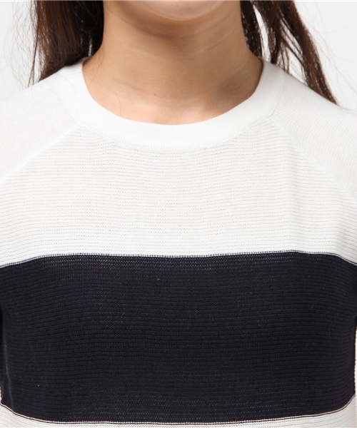 OUTLET（アウトレット）の「【CIAOPANIC TYPY】コットンアクリルニットボーダー半袖P/O（ニット/セーター・レディース・ホワイト/イエロー・FREE）」の6枚目の写真