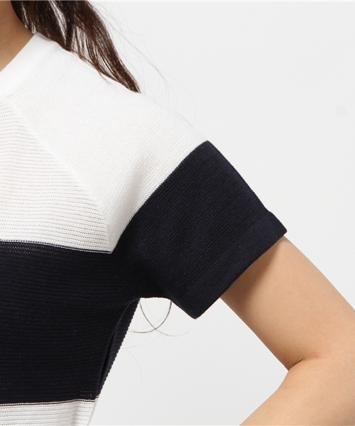 OUTLET（アウトレット）の「【CIAOPANIC TYPY】コットンアクリルニットボーダー半袖P/O（ニット/セーター・レディース・ホワイト/イエロー・FREE）」の7枚目の写真
