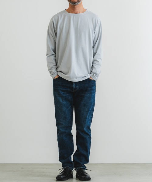 quadro(クオドロ)の「40/2CM天竺クルーネックtee(Tシャツ/カットソー・メンズ・ブルーグレー/レンガ/ダークネイビー/オフホワイト・LARGE/MEDIUM)」の11枚目の写真