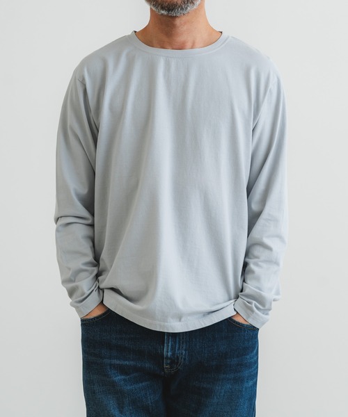 quadro(クオドロ)の「40/2CM天竺クルーネックtee(Tシャツ/カットソー・メンズ・ブルーグレー/レンガ/ダークネイビー/オフホワイト・LARGE/MEDIUM)」の10枚目の写真