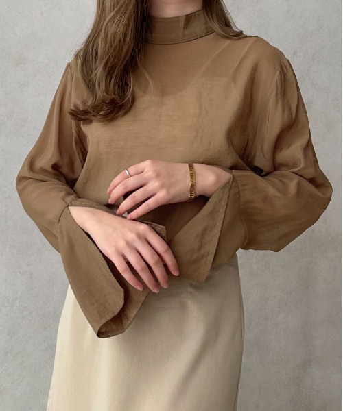 apres jour clair（アプレジュールクレア）の「【apres jour clair】シアーフレアスリーブブラウス【ZOZOTOWN限定アイテム】（シャツ/ブラウス・レディース・ブラウン系その他/アイボリー/ベージュ・X-LARGE/フリー）」の13枚目の写真