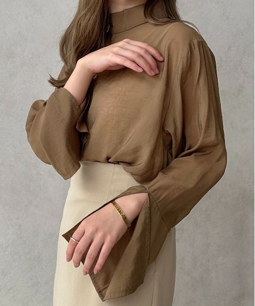 apres jour clair（アプレジュールクレア）の「【apres jour clair】シアーフレアスリーブブラウス【ZOZOTOWN限定アイテム】（シャツ/ブラウス・レディース・ブラウン系その他/アイボリー/ベージュ・X-LARGE/フリー）」の14枚目の写真